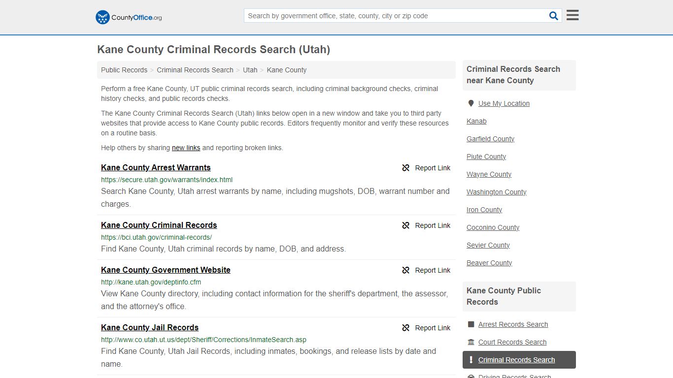 Criminal Records Search - Kane County, UT (Arrests, Jails & Most Wanted ...