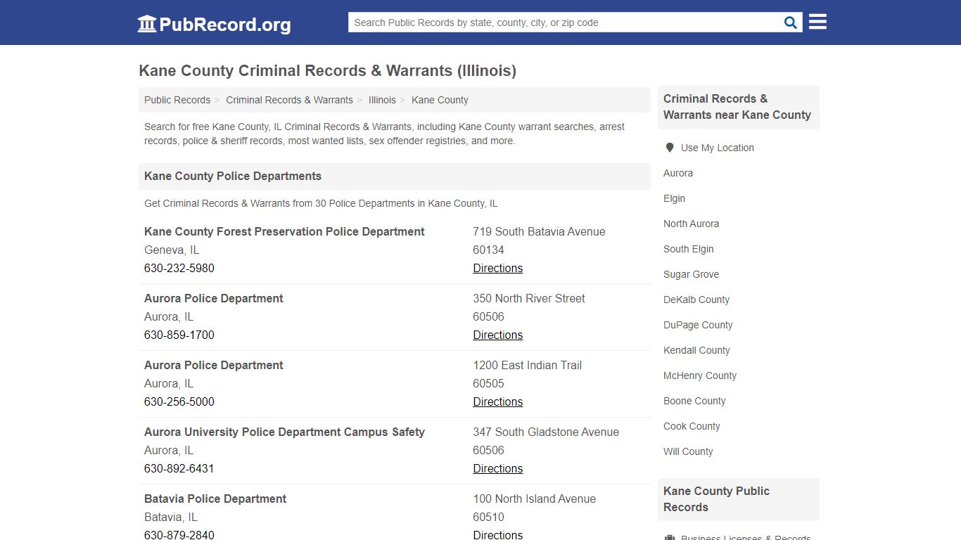 Kane County Criminal Records & Warrants (Illinois)